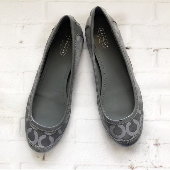 Coach Shoes - Coach Gray Monogrammed Ballet Flats SZ 8